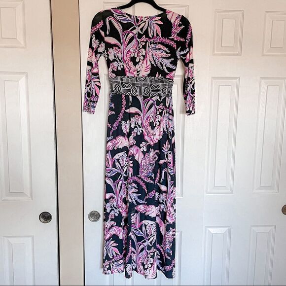 Lilly Pulitzer Fleuris Midi Dress Onyx Wild Within XS - Picture 8 of 11